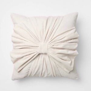 20"x20" Velvet Bow Throw Pillow Cream Christmas 2025 - Threshold Studio McGee